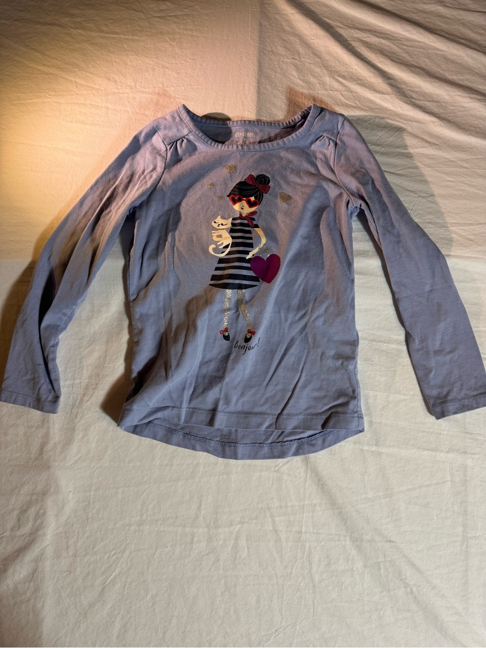 Gymboree Lavender Long-Sleeve Graphic Tee with Heart